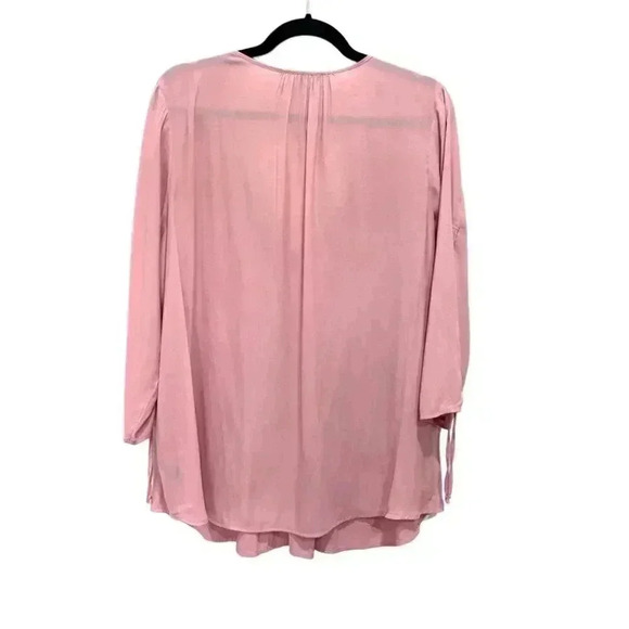 Torrid Pink Pintuck Chiffon Long Sleeve Blouse Size 12 - Picture 2 of 9